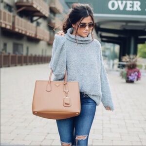 Free People She's All That Oversized Alpaca Blend Turtleneck Sweater Grey Blue